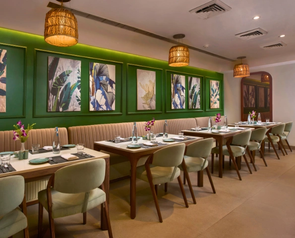 Paani Pourri family dining restaurant overlooking the swimming pool at Mercure Devaaya Goa
