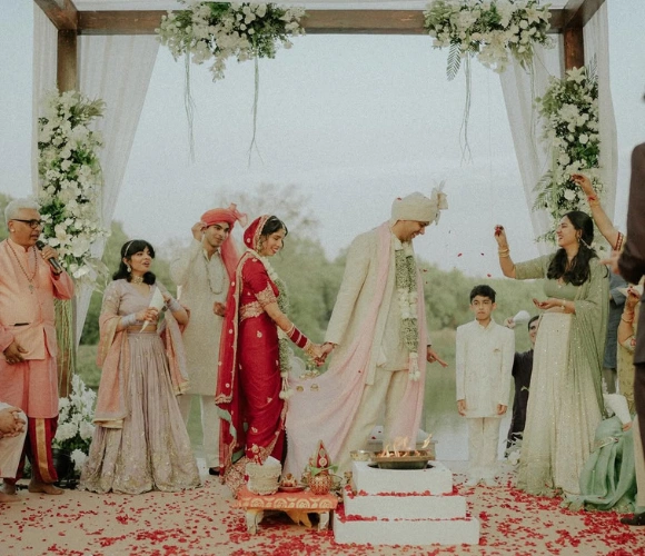 Outdoor wedding ceremony on the Emerald Lawn at Mercure Goa Devaaya Resort